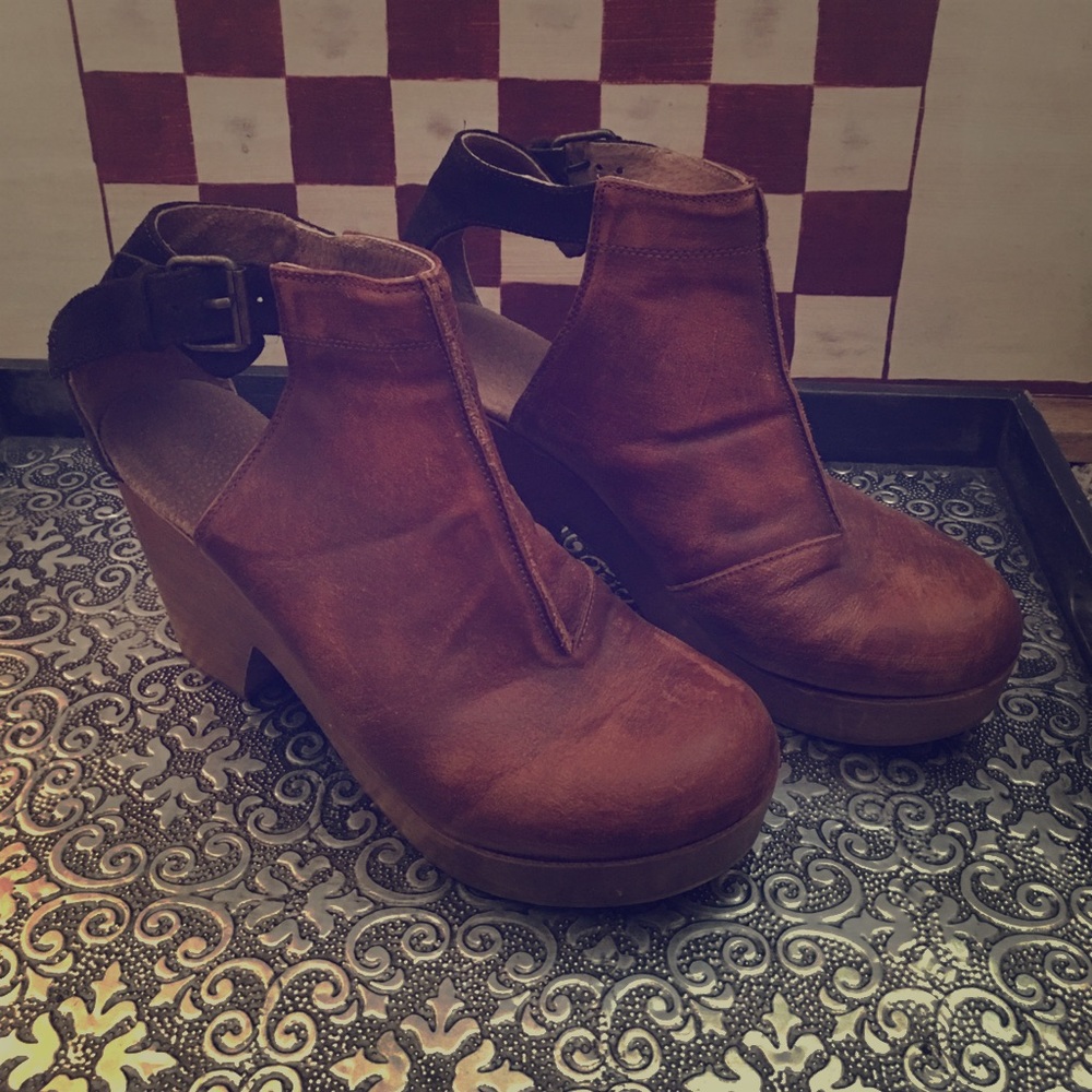 Free People Booties Wooden Clogs